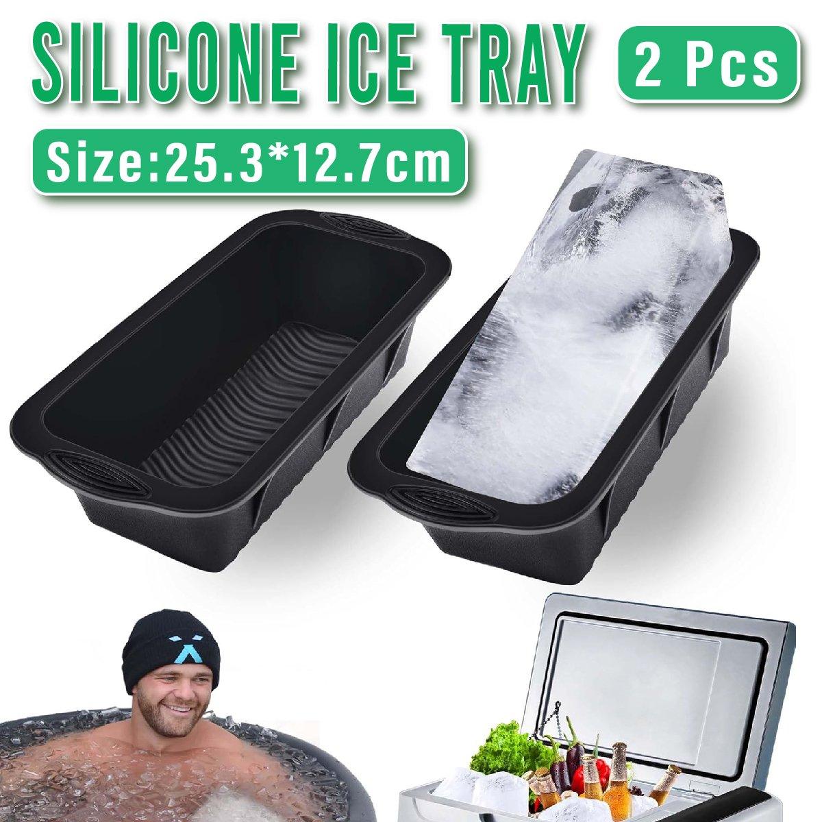 2PCS Reusable Silicone Ice Blocks Large Cube Tray for Drinks and Cocktails