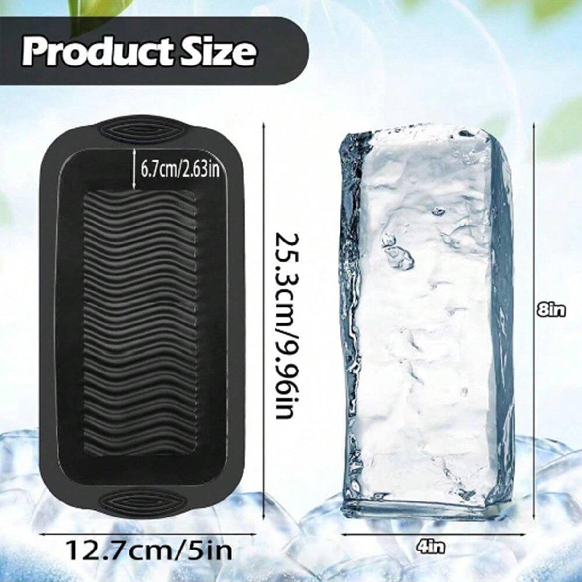 2PCS Reusable Silicone Ice Blocks Large Cube Tray for Drinks and Cocktails