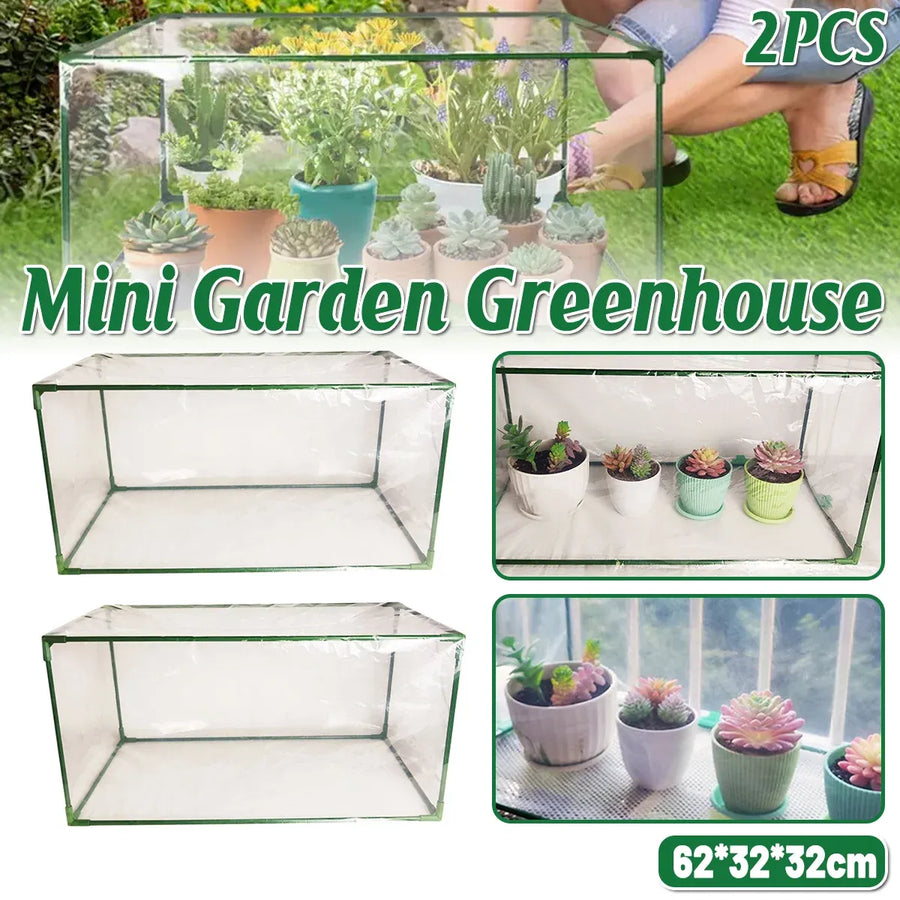 2pcs Mini Greenhouse Portable PVC Greenhouse Square Small Greenhouse Cover