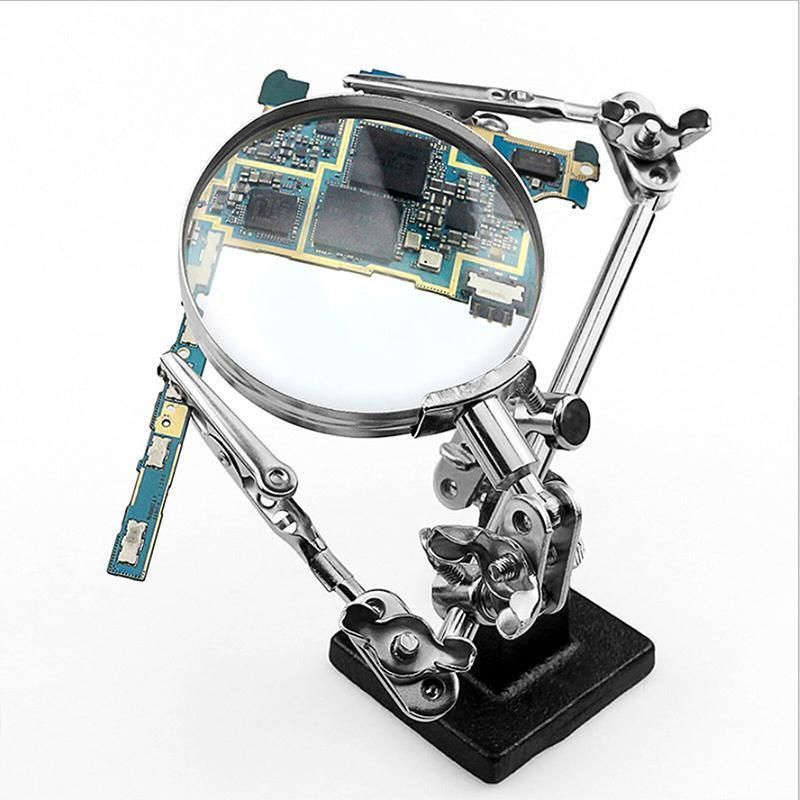 Helping 3rd Hand Soldering Iron Hobby Tool Vise Clamp Magnifying Glass with Station