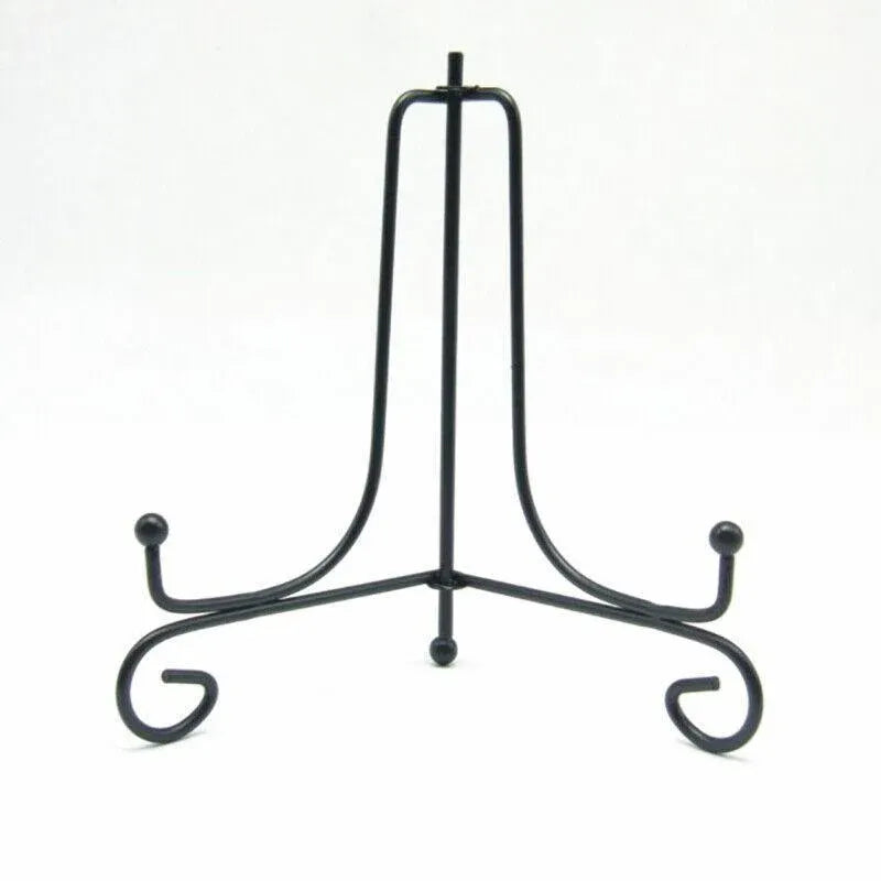 Plate Stands Iron Display Easel Photo Picture Bowl Dish Book Holder Frame Black - 10 Inch