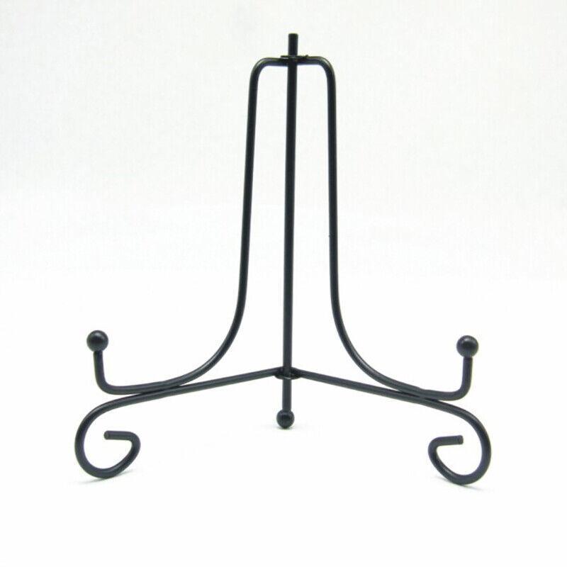 Plate Stands Iron Display Easel Photo Picture Bowl Dish Book Holder Frame Black - 10 Inch