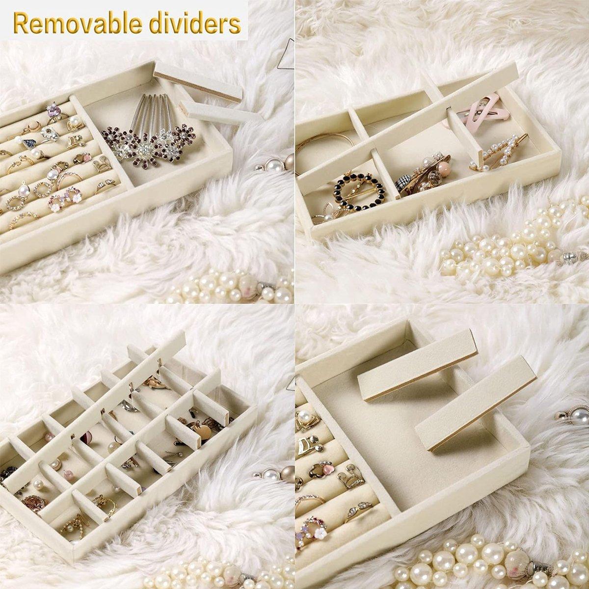 4PCS Flannel Jewelry Storage Trays Necklace Ring Earrings Organizer