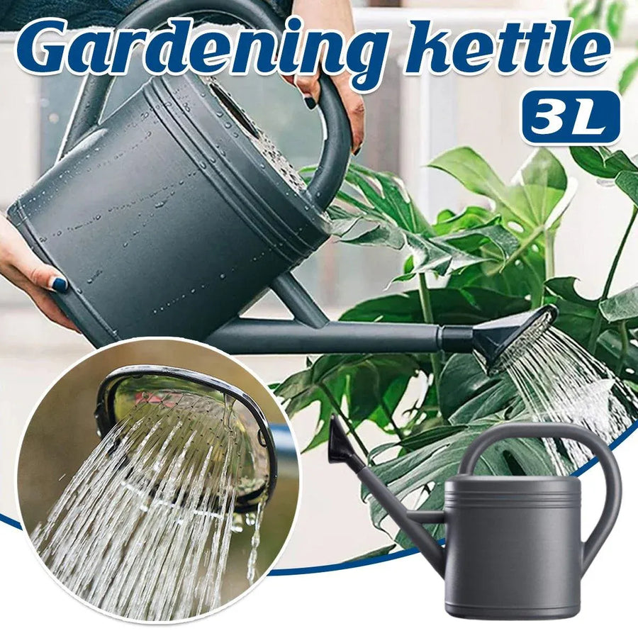 3L Gray Retro Watering Can Long Spout Large Capacity Shower Kettle for Garden