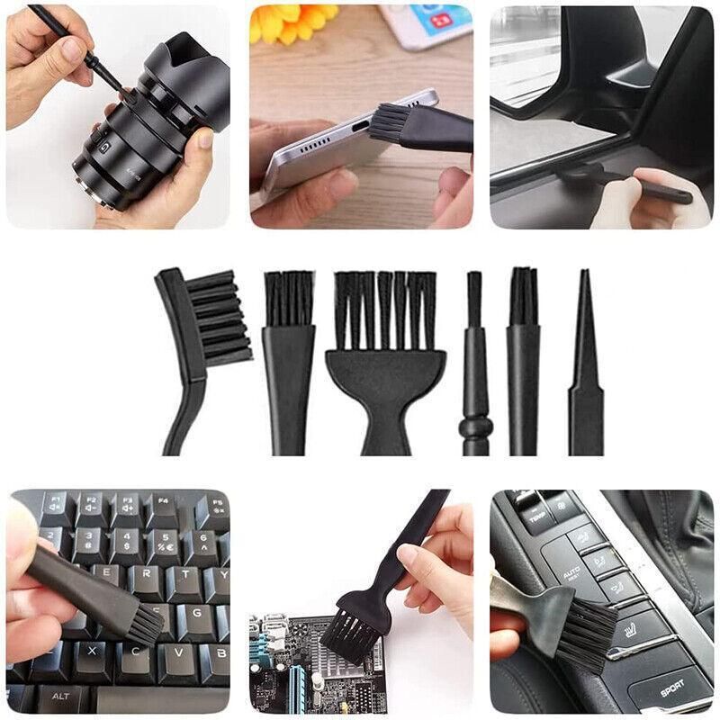 6PCS Anti-Static Keyboard Cleaning Kit Black Plastic Laptop PC Dust Cleaner Tool
