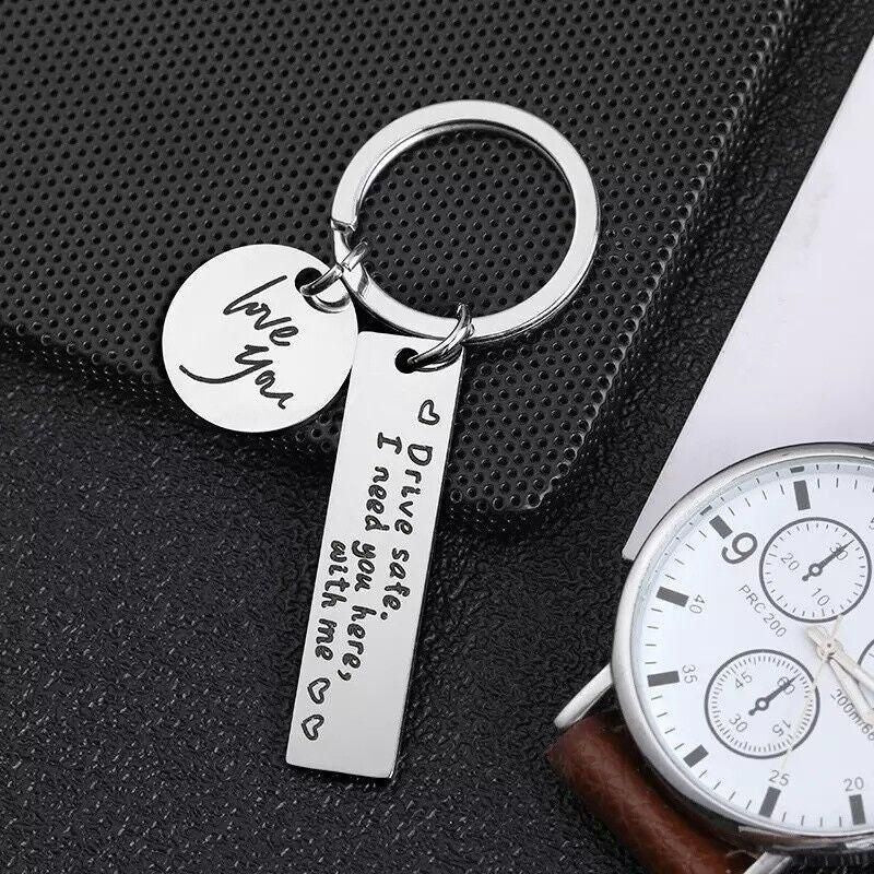 Drive Safe I Need You Here With Me Couple Alloy Keyring Keychain Car Gift