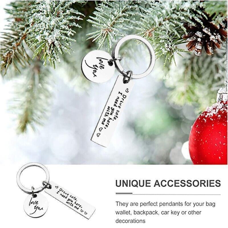 Drive Safe I Need You Here With Me Couple Alloy Keyring Keychain Car Gift