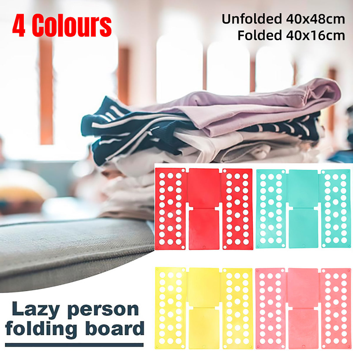 Lazy Folding Clothes Board Compact Laundry Folding Storage Clothes Organizer - Red