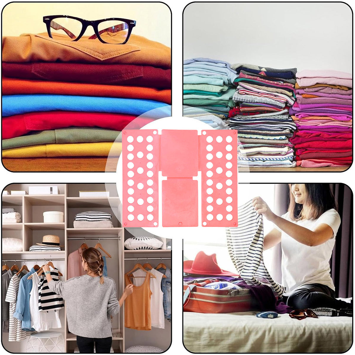 Lazy Folding Clothes Board Compact Laundry Folding Storage Clothes Organizer - Red