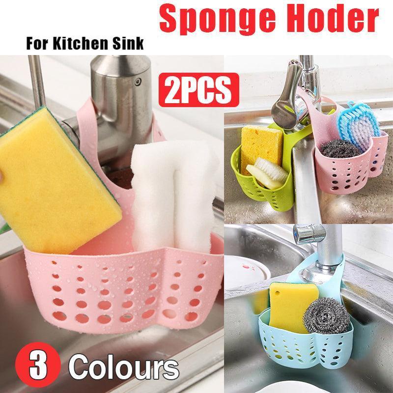 2PCS Kitchen Drain Holder Sponge Sink Storage Rack Basket Organizer Shelf Bathroom - Green