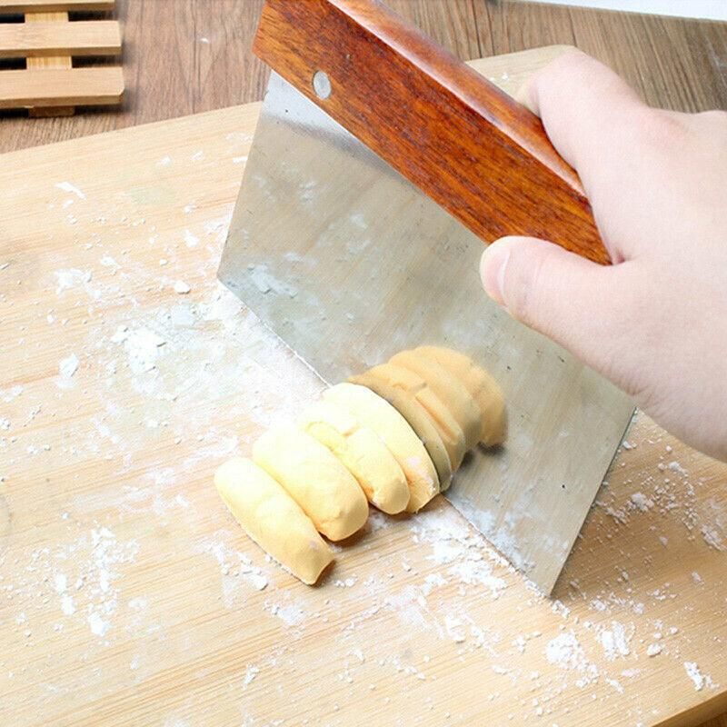 Stainless Steel Dough Bench Scraper Wooden Handle Cake Slicer Pastry Cutter Au