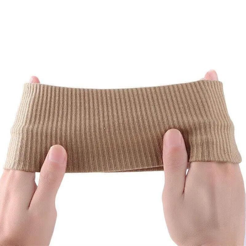 Women Headband Solid Wide Turban Knitted Cotton Hairband Girls Elastic Hair Band - Coffee
