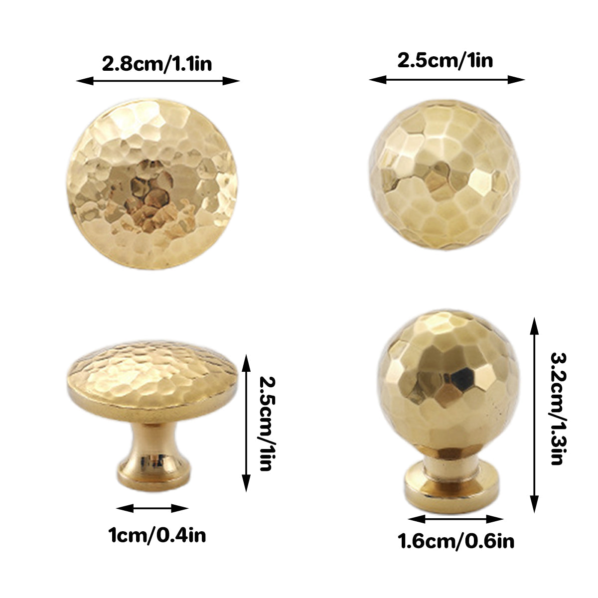 Gold Hammer Ball Handle Knob Closet Door Pull Drawer Handle Wardrobe Hardware - Round