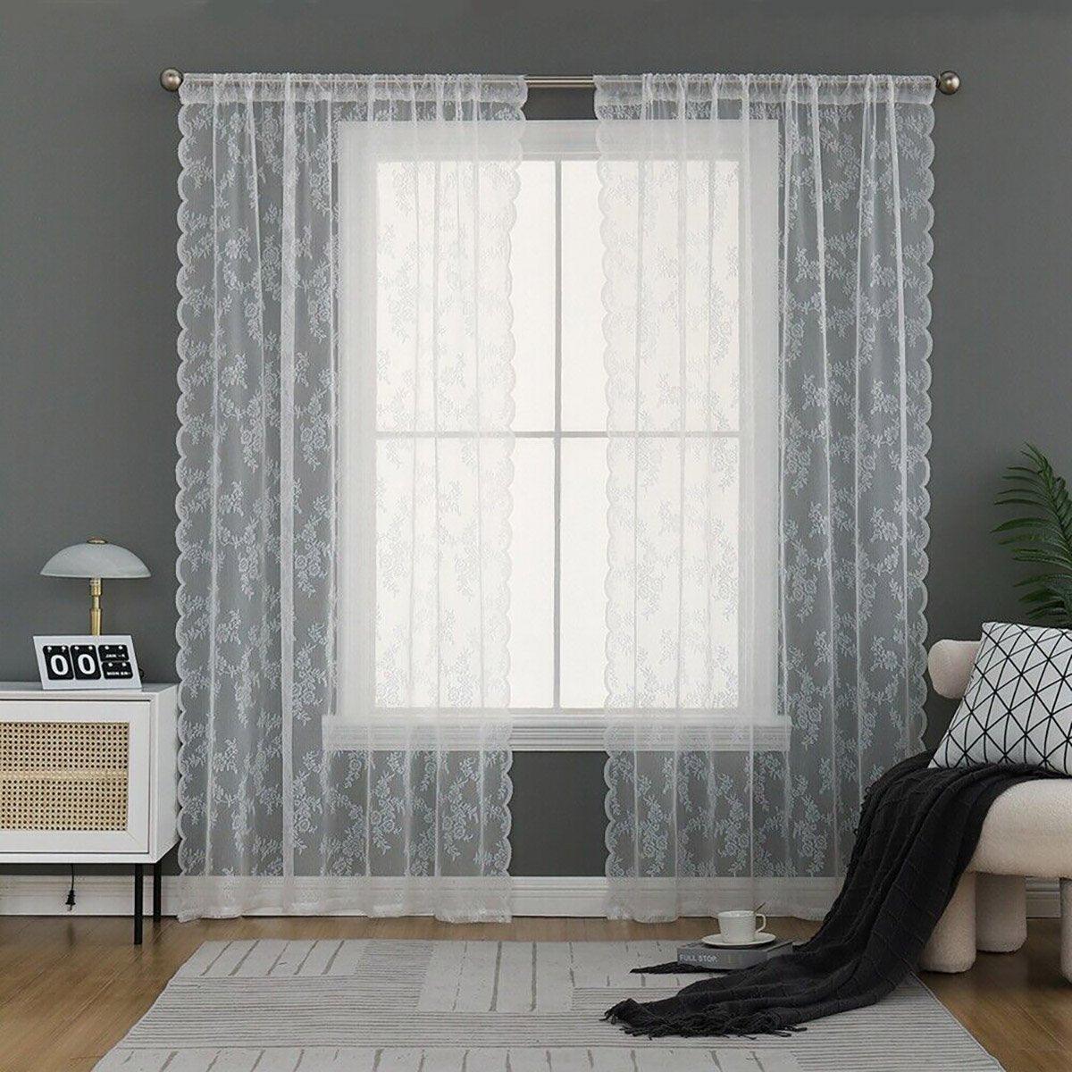 Elegant Lace Curtain Bedroom Window Door Screen Privacy Window Decor - 75*120cm