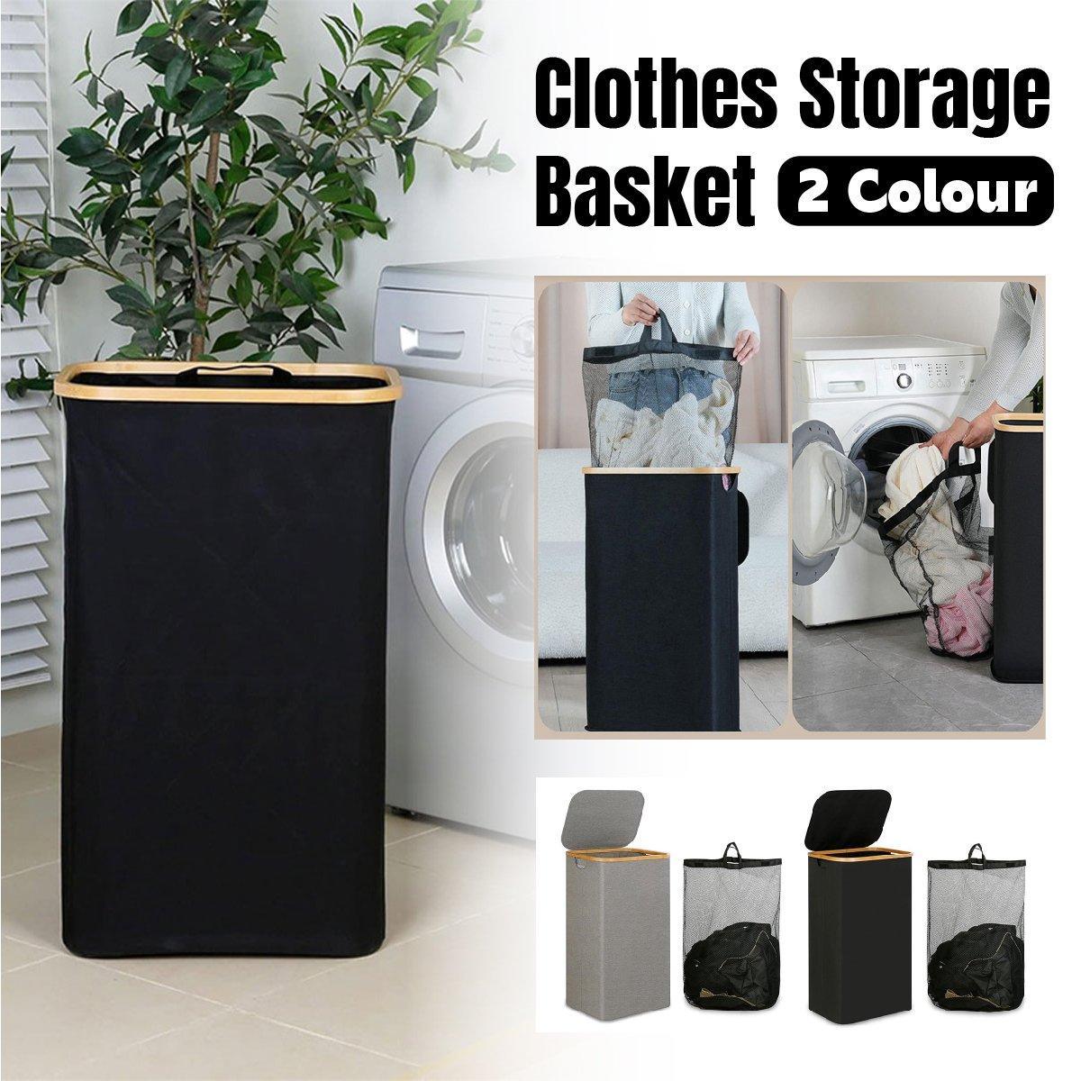 Bathroom Laundry Basket Large Clothes Hamper Dirty Laundry Storage Organizer - Black