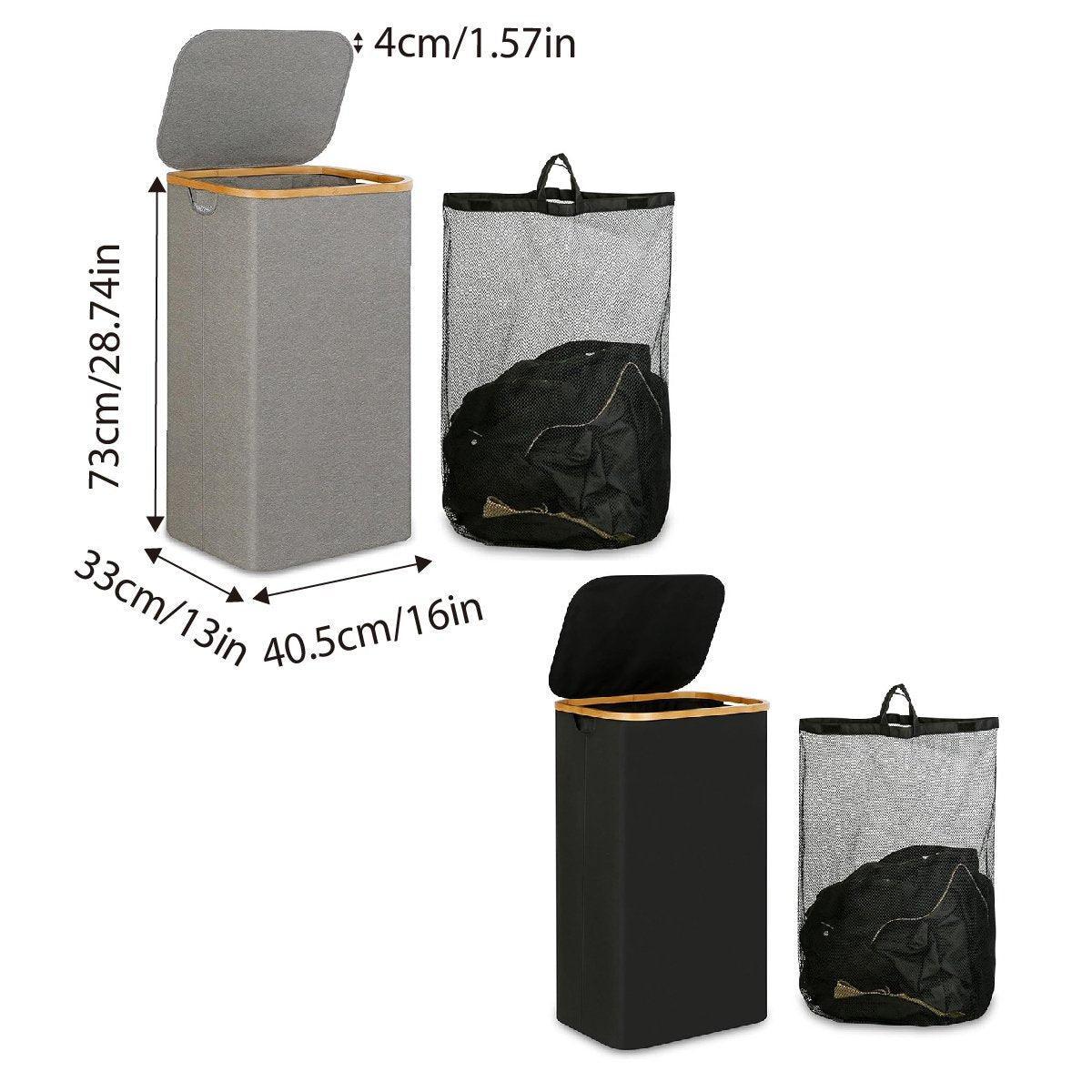 Bathroom Laundry Basket Large Clothes Hamper Dirty Laundry Storage Organizer - Black