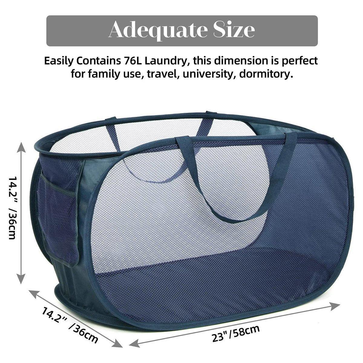 Large Folding Laundry Basket Collapsible Storage Organizer Dirty Clothes Hamper - Navy