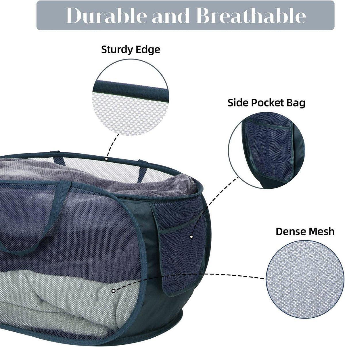 Large Folding Laundry Basket Collapsible Storage Organizer Dirty Clothes Hamper - Navy