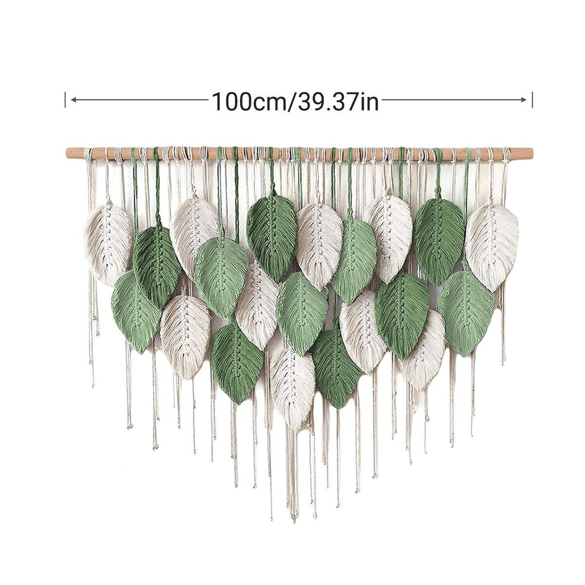 Cotton Rope Woven Leaves Tapestry Wall Hanging for Living Room Bedroom Decor