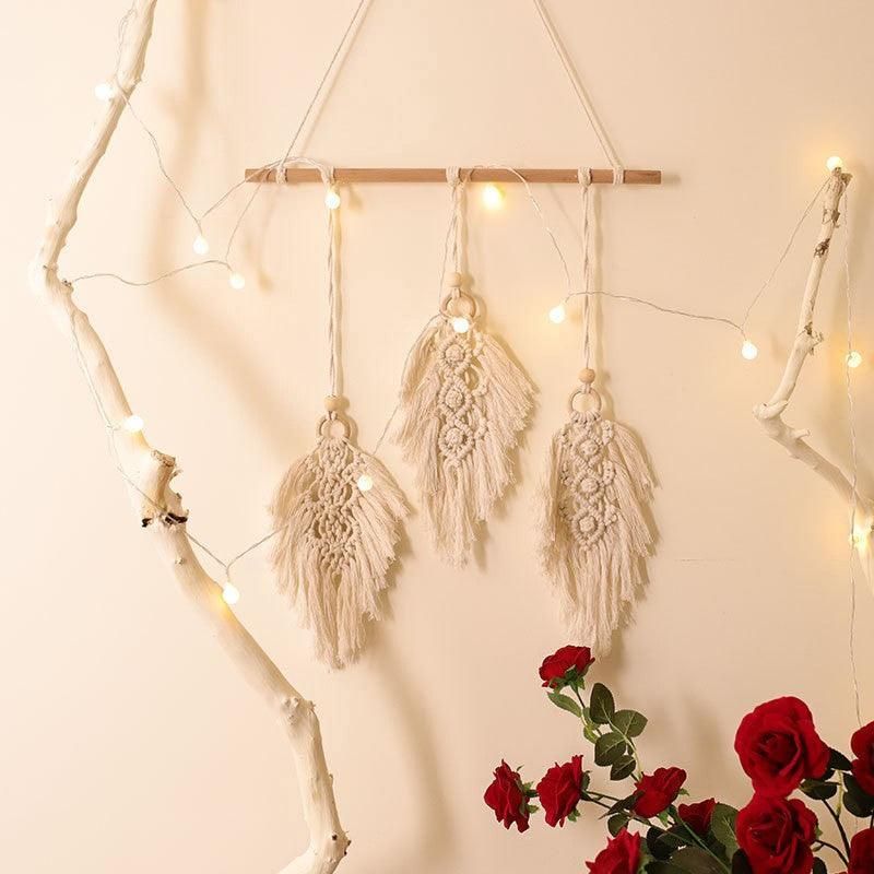 Leaf Shape Boho Handmade Macrame Wall Hanging Knitting Cotton Rope Home Decor