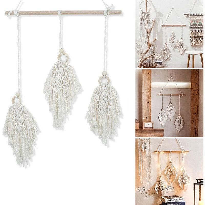 Leaf Shape Boho Handmade Macrame Wall Hanging Knitting Cotton Rope Home Decor