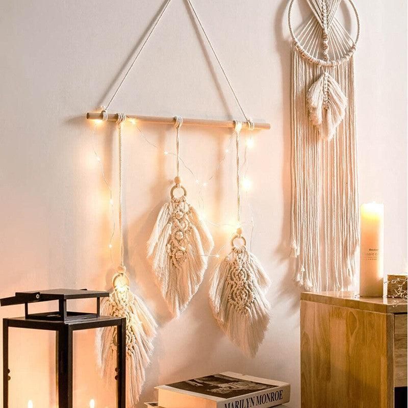 Leaf Shape Boho Handmade Macrame Wall Hanging Knitting Cotton Rope Home Decor