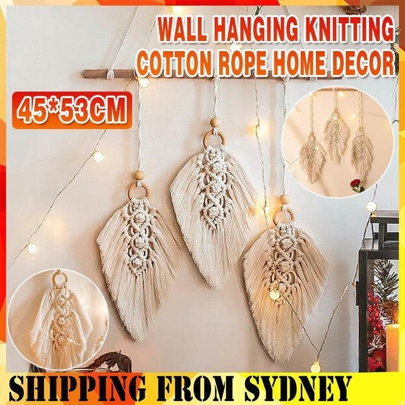 Leaf Shape Boho Handmade Macrame Wall Hanging Knitting Cotton Rope Home Decor