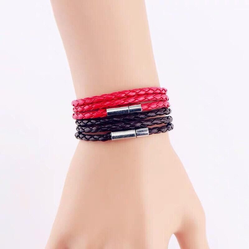 1Pc New Fashion Men Women Three Laps Pu Leather Bracelet Wristband Bangle Punk - Dark Brown
