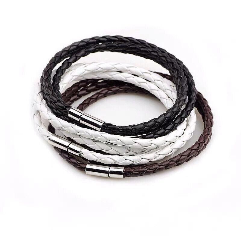 1Pc New Fashion Men Women Three Laps Pu Leather Bracelet Wristband Bangle Punk - Dark Brown