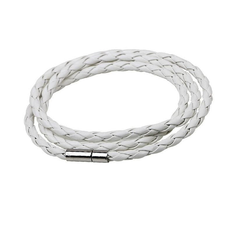 1Pc New Fashion Men Women Three Laps Pu Leather Bracelet Wristband Bangle Punk - White