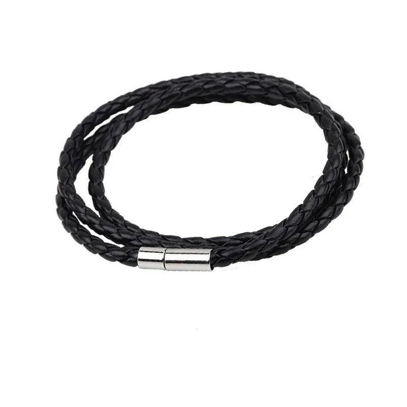 1Pc New Fashion Men Women Three Laps Pu Leather Bracelet Wristband Bangle Punk - White