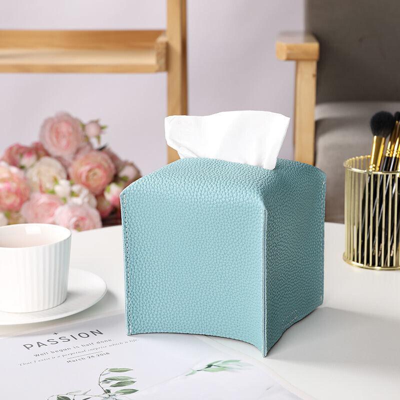 Large Size Tissue Box Dispenser Paper Holder Napkin Case Pu Leather Cover - Yellow