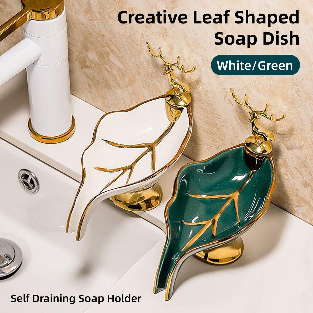 Soap Dish Holder Non-Stagnant Drainage Soap Box for Bathroom Kitchen Sink Home - White