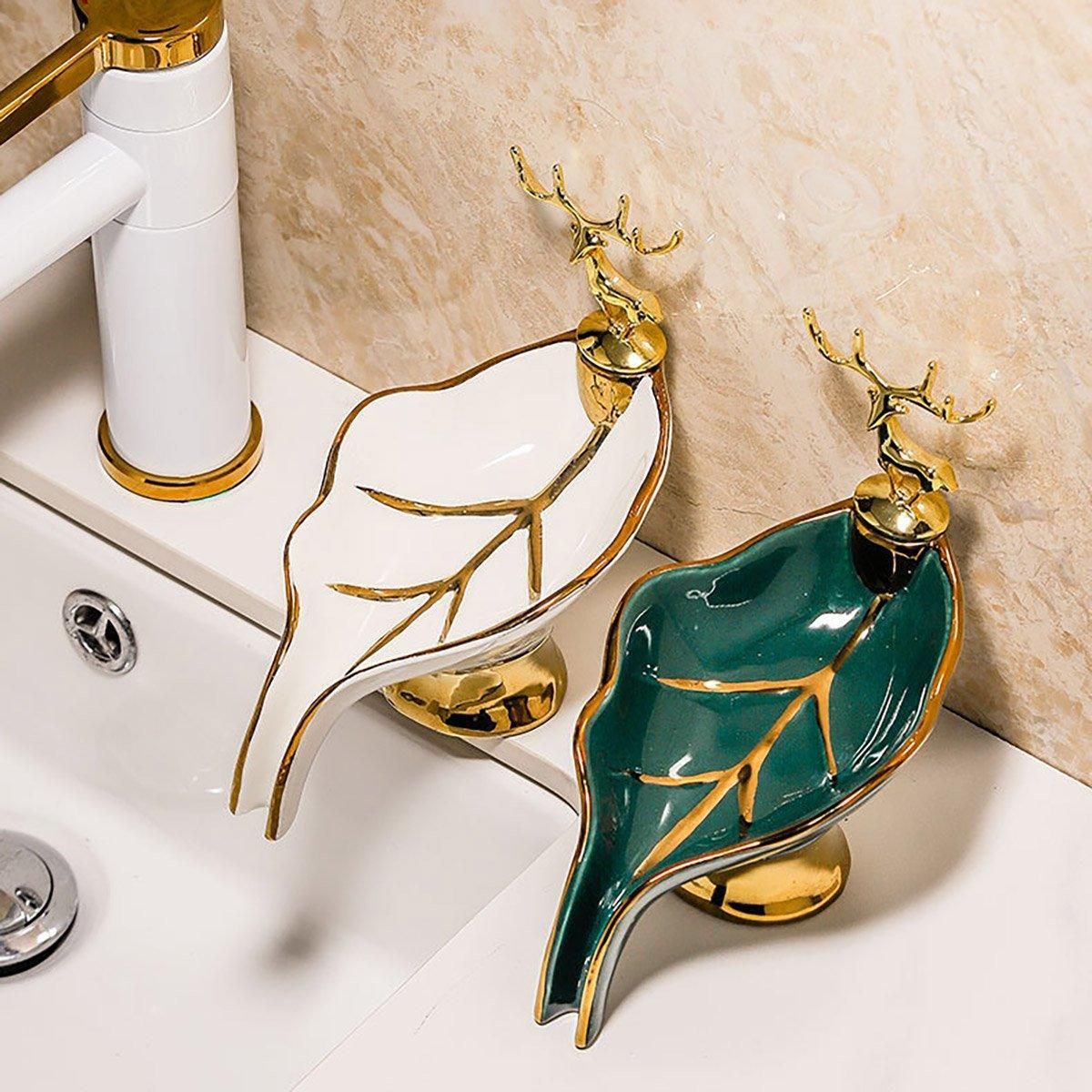 Soap Dish Holder Non-Stagnant Drainage Soap Box for Bathroom Kitchen Sink Home - White