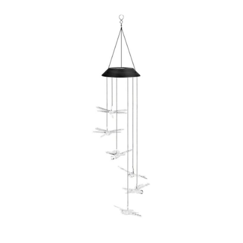 Wind Chimes Solar Powered Led Lights Changing Hanging Garden Yard Outdoor Decor - Hummingbird