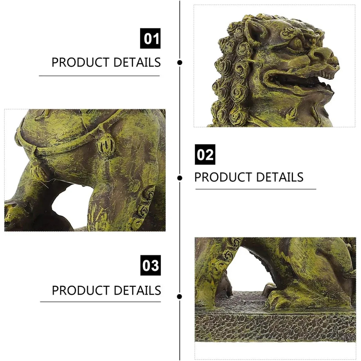 Resin Guardian Lion Statue Ornament Aquarium Decor Fish Tank Desktop Display