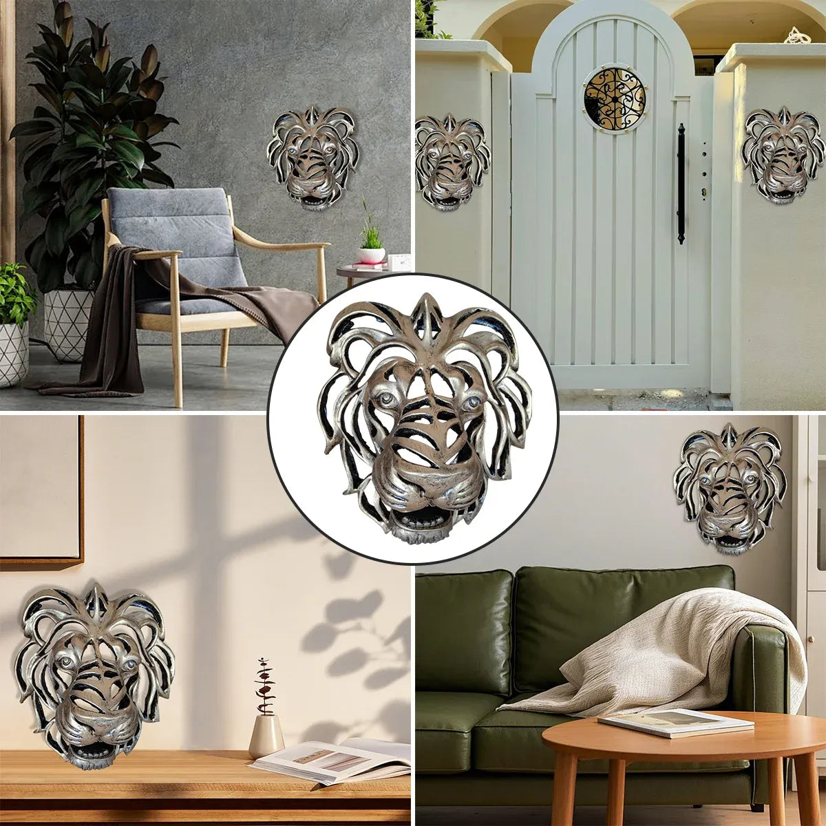 Lion Head Wall Decor Resin Wall Hanging Sculpture Home Living Room