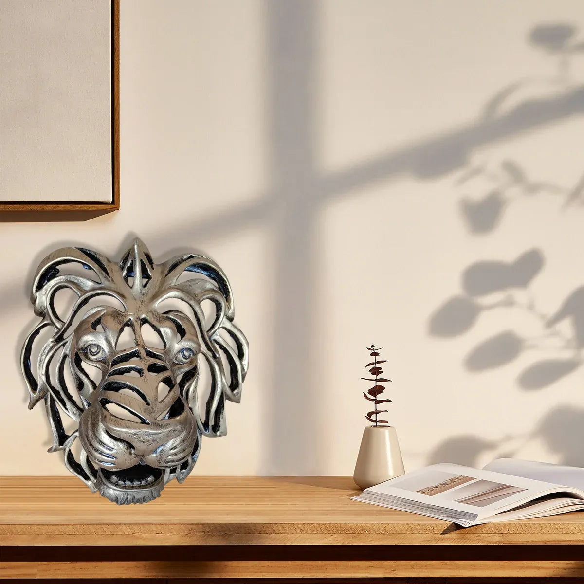 Lion Head Wall Decor Resin Wall Hanging Sculpture Home Living Room