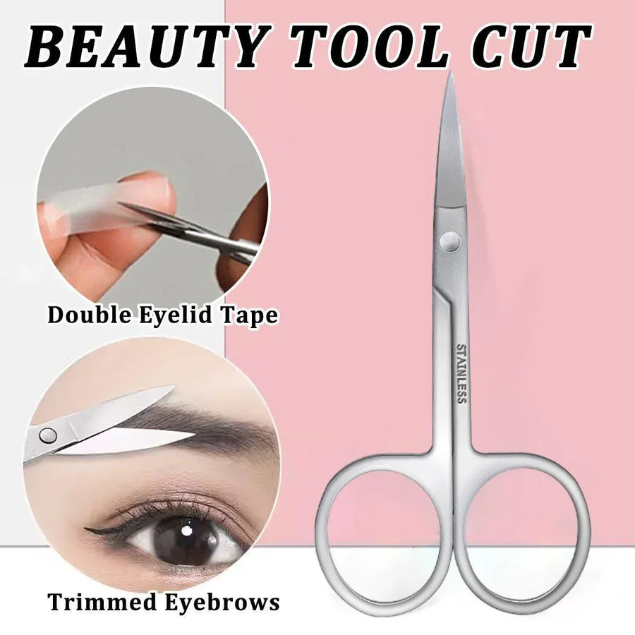 Eyebrow Trimming Scissors Eyelash Nose Hair Cutter Manicure Tweezers