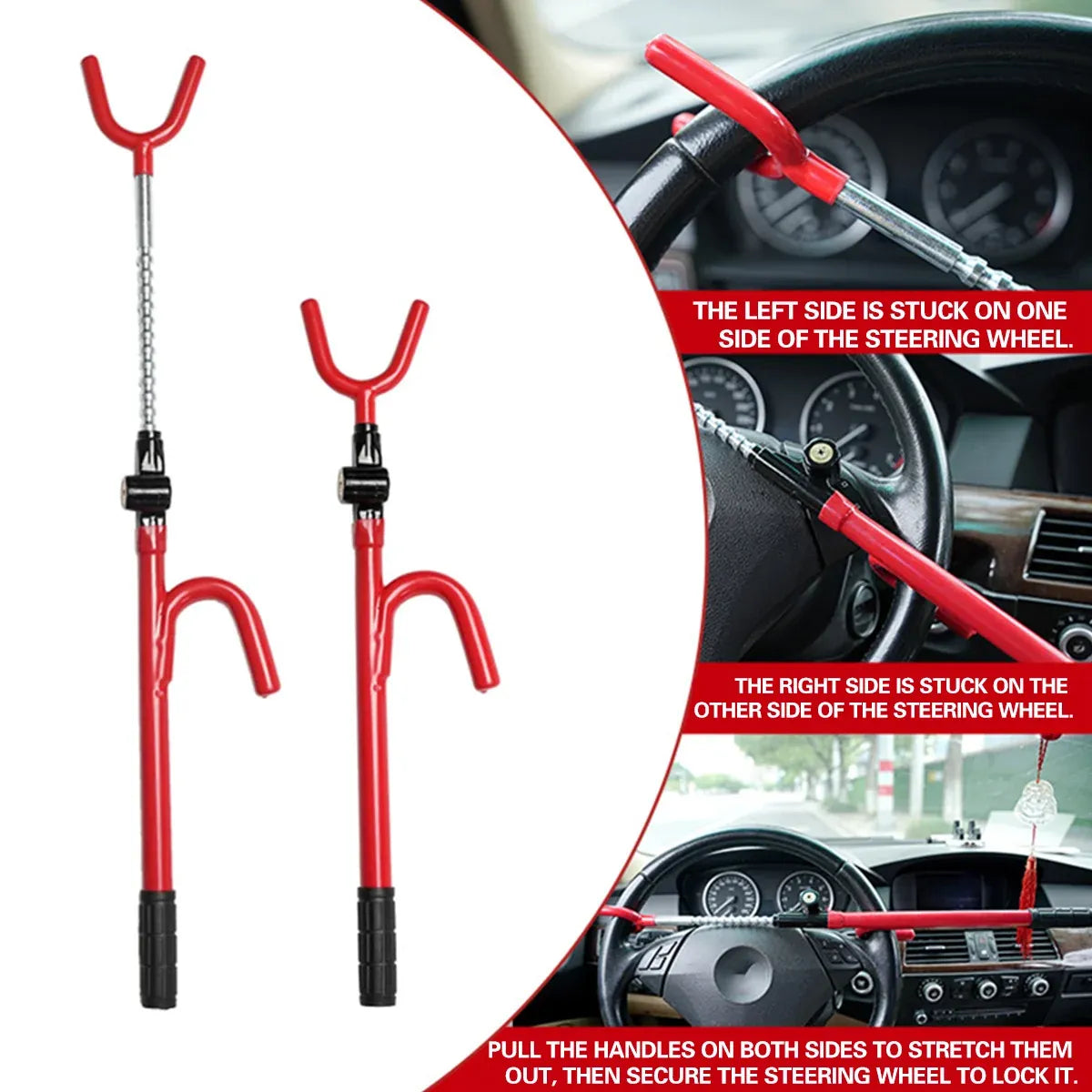 Adjustable Car Steering Wheel Lock Anti Theft Security Bar
