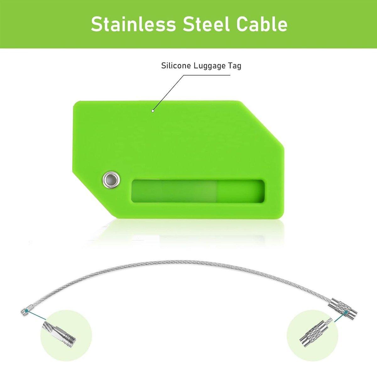 5PCS High-Quality Silicone Luggage Tags Name Address Boarding Pass Travel ID - Black