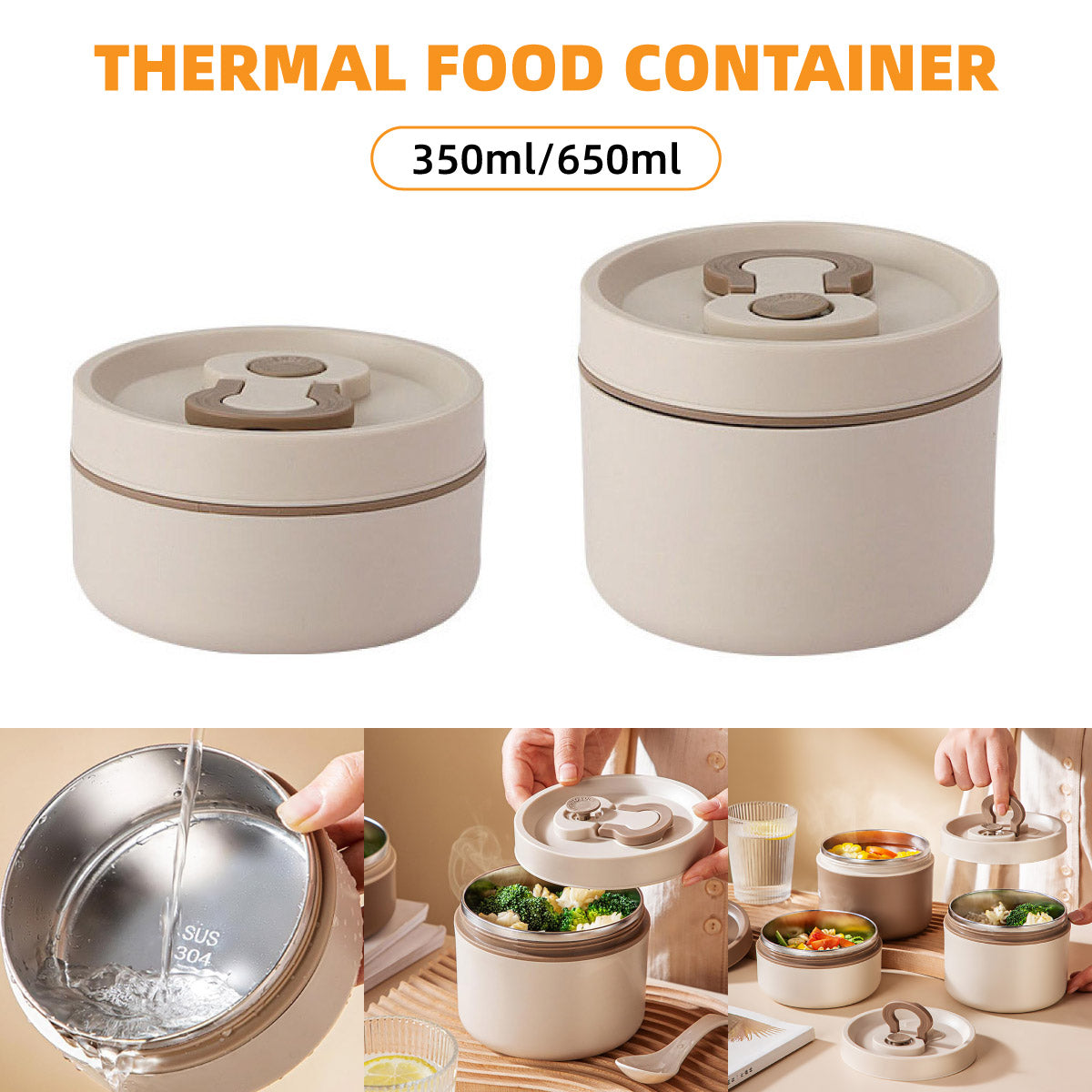 Lunch Box Food Container Thermal Warmer Hot Student Bento Insulated Soup Cup - 350ml