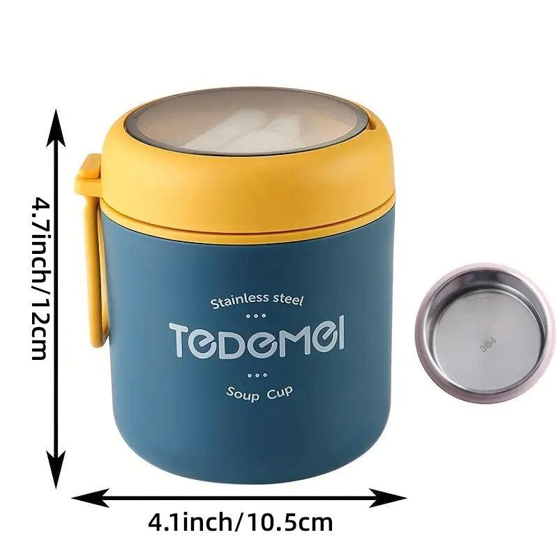 530ml Stainless Steel Insulated Lunch Box Portable Food Storage Mug Soup Meals - Green