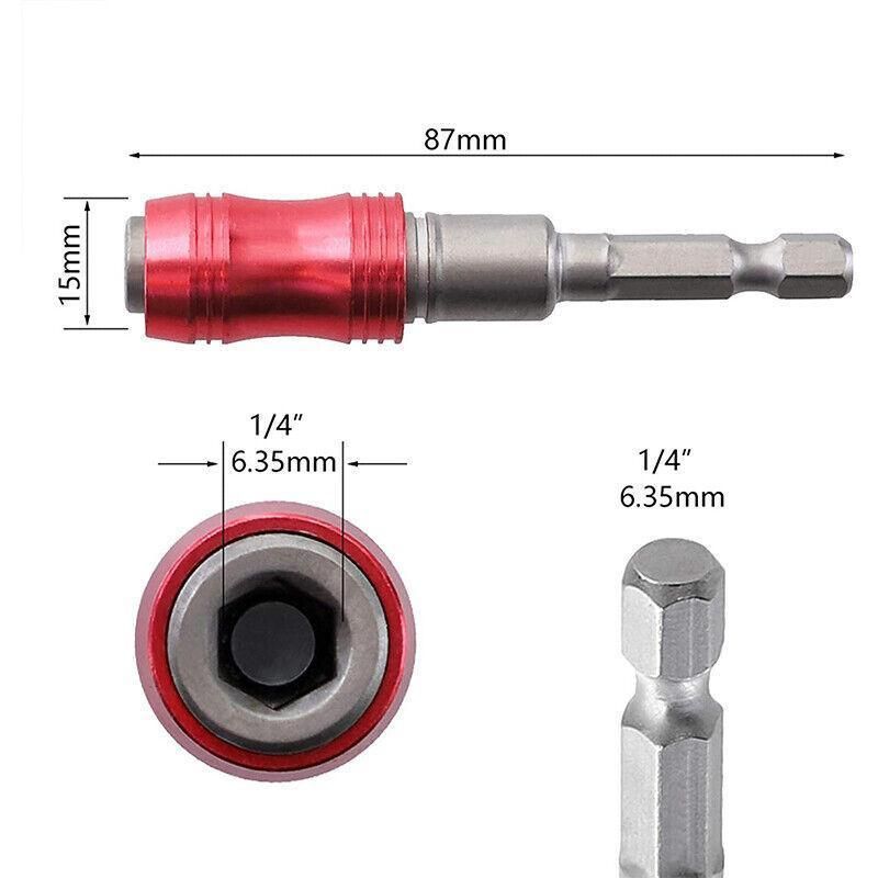 Pivot Drill Bit Holder Steel Impact Swivel Screw Adapter for Quick Bit Changes - Red Black