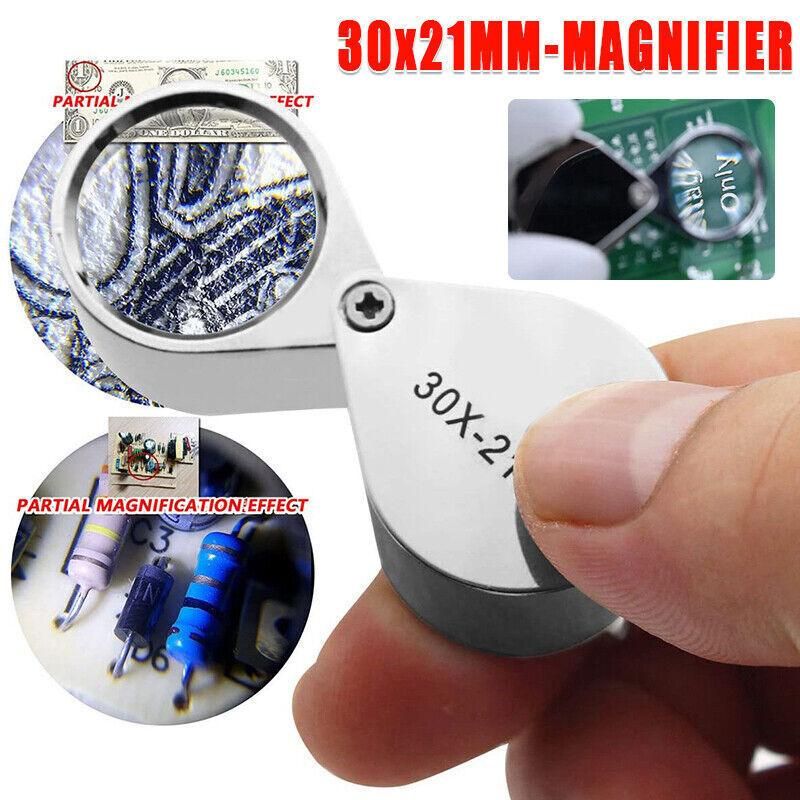 Loupe Magnifier Pocket Jewellers Eye Jewelry Magnifying Glass 30 X 21Mm Jewelers