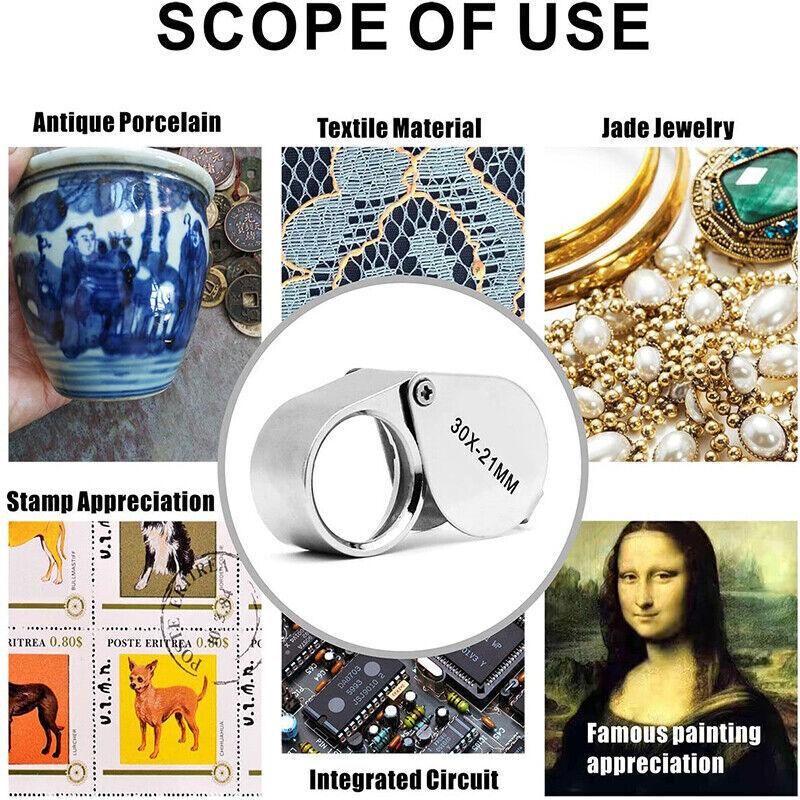 Loupe Magnifier Pocket Jewellers Eye Jewelry Magnifying Glass 30 X 21Mm Jewelers