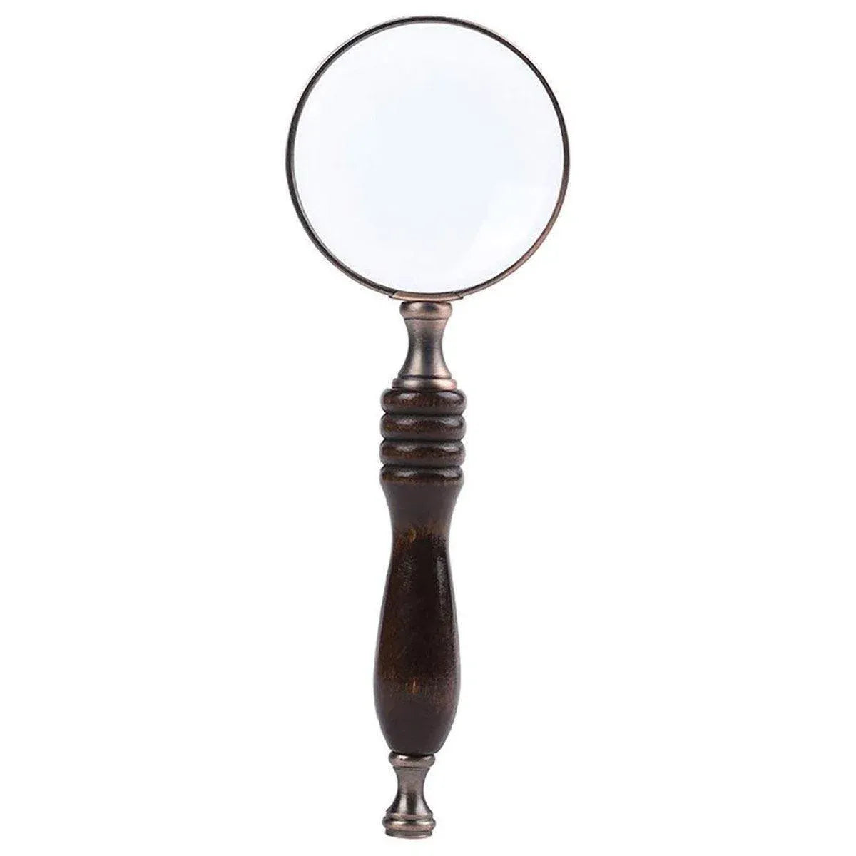 1PCS Vintage Ebony Handle Handheld Metal Magnifier Classical Nostalgic Gift Box