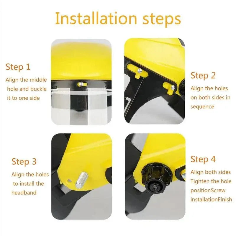 Garden Face Shield Headgear for Mowing and Outdoor Protective Use - Orange