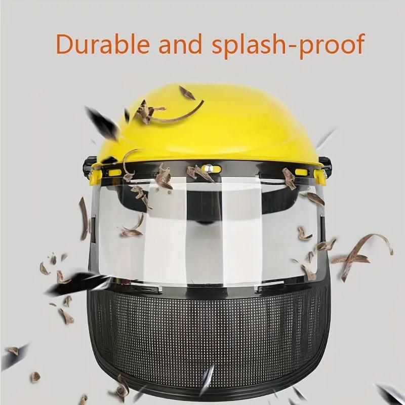 Garden Face Shield Headgear for Mowing and Outdoor Protective Use - Yellow