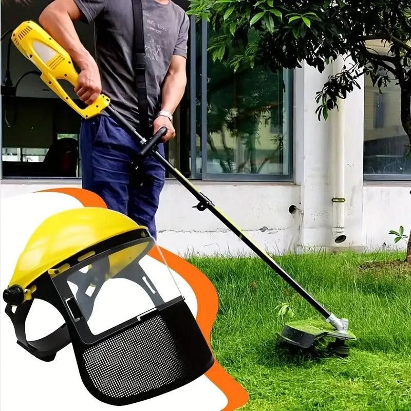 Garden Face Shield Headgear for Mowing and Outdoor Protective Use - Yellow